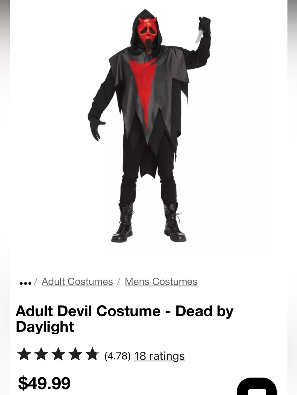Dead by daylight adult costume - Black & Red